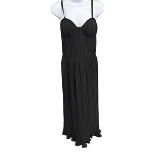 DKNY Pleated Maxi Dress Bustier Bodice Lined Black‎ Size 6